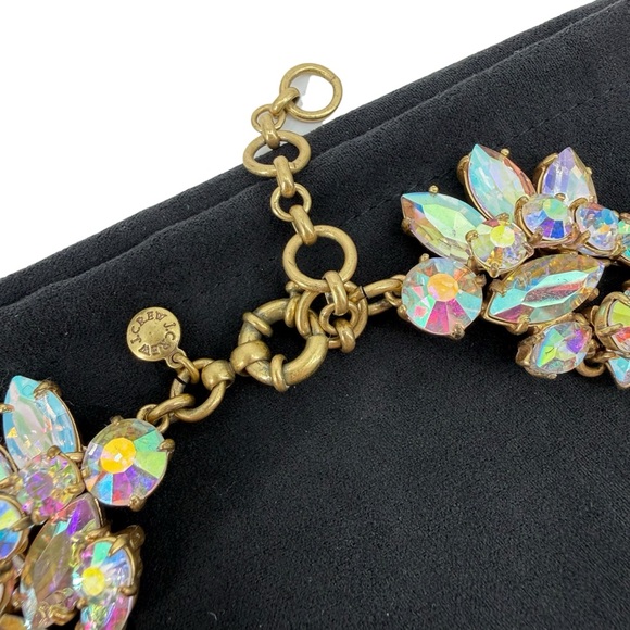 J.Crew Iridescent Crystal Multicolor Cluster Statement Diamond Necklace Gold - Picture 3 of 5